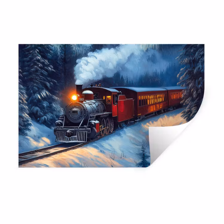 Muursticker - Trein - Kerst - Sneeuw - Kersttrein — 1