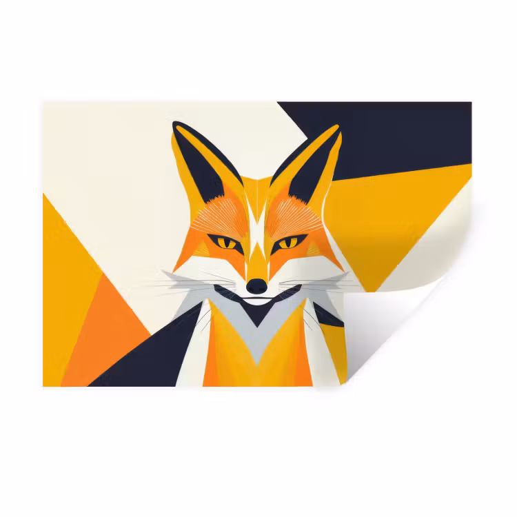 Muursticker - Vos - Oranje - Abstract - Driehoeken — 1