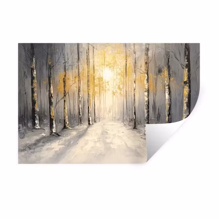 Muursticker - Winter - Abstract - Sneeuw - Natuur - Zon — 1