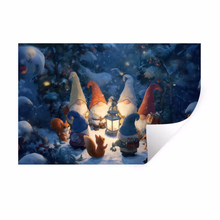 Muursticker - Winter - Gnooms - Eekhoorns - Meerkleurig — 1