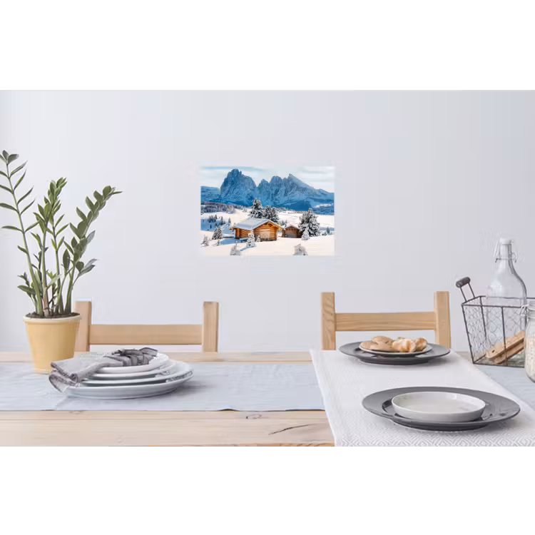 Muursticker - Winter - Huisje - Bergen - Uitzicht - Sneeuw — 3