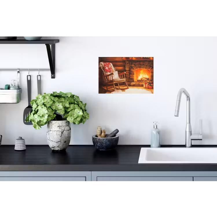 Muursticker - Winter - Kerst - Huis - Openhaard — 2