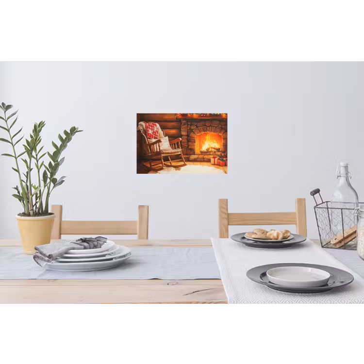 Muursticker - Winter - Kerst - Huis - Openhaard — 3