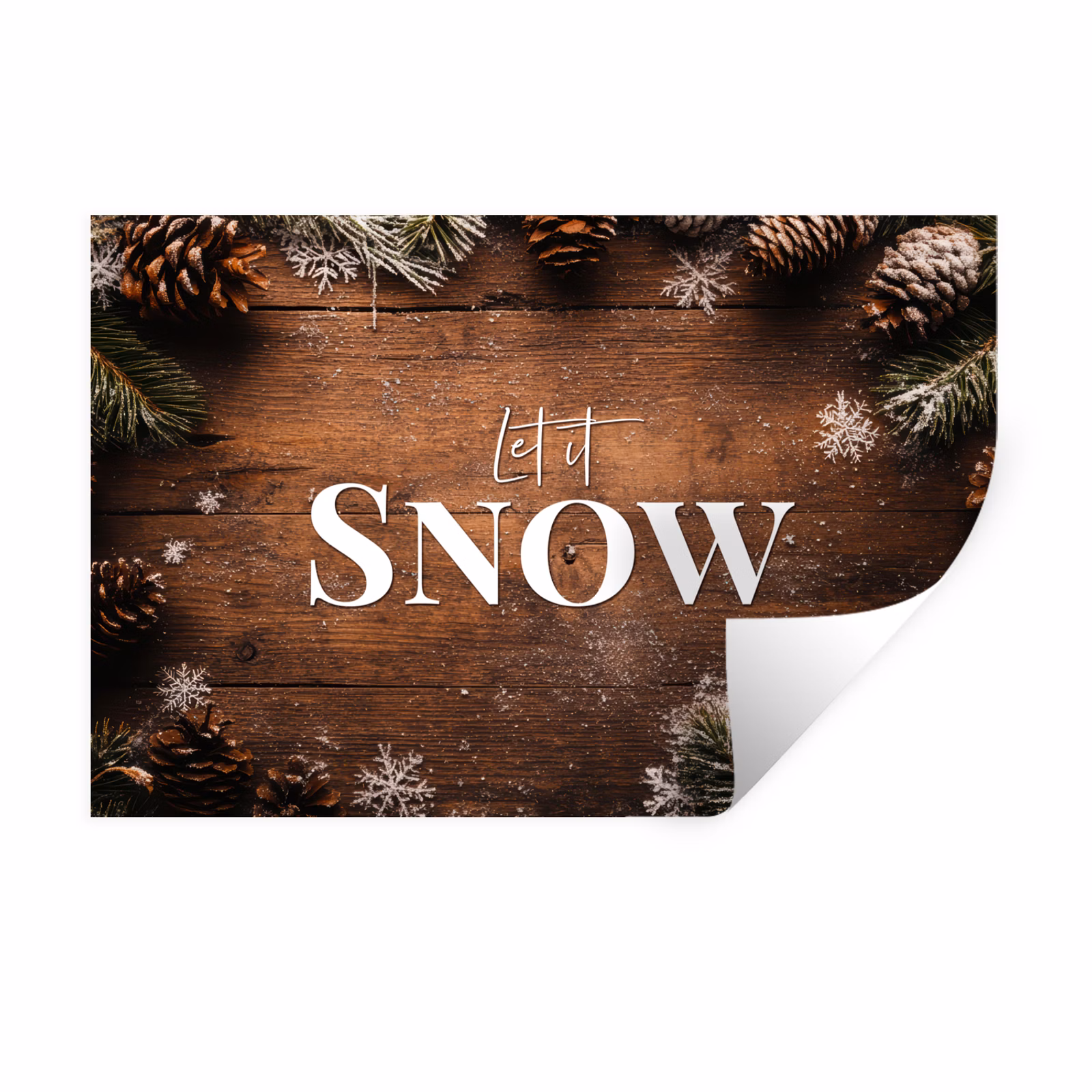 Muursticker - Sneeuw - Houtlook - Quote - Let it snow — 1