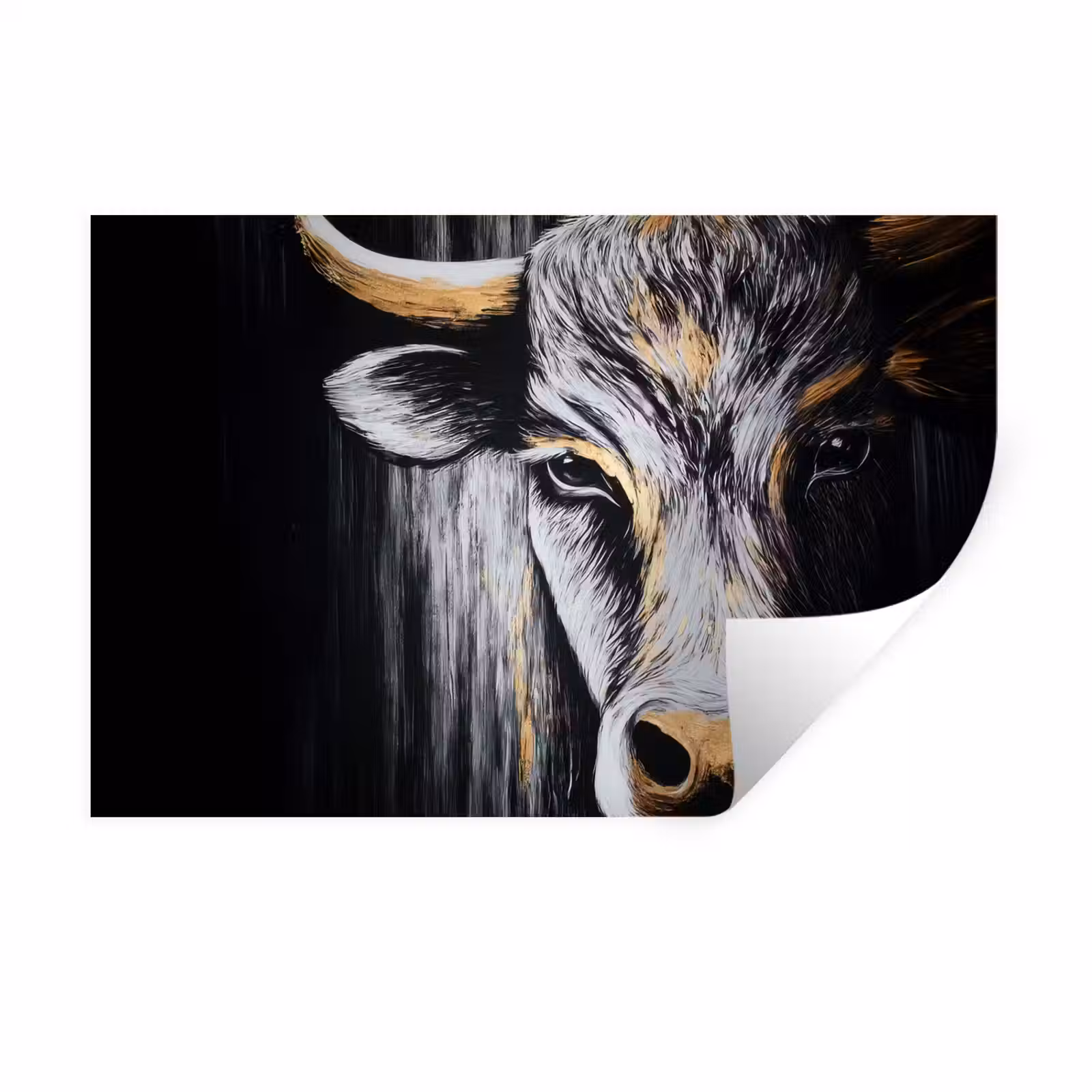Muursticker - Stier - Hoorns - Snuit - Goud — 1