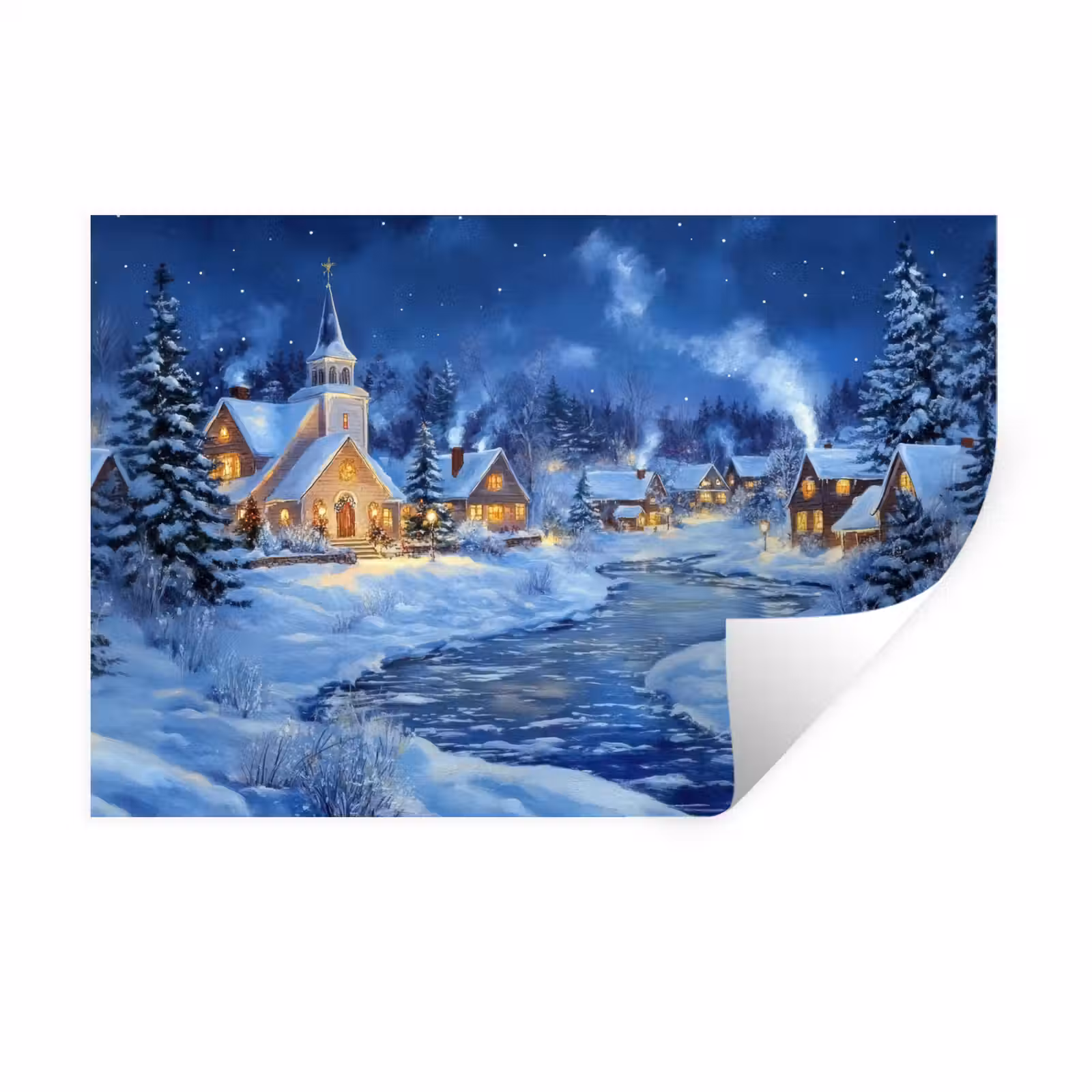 Muursticker - Winteravond - Kerstdorp - Donker — 1