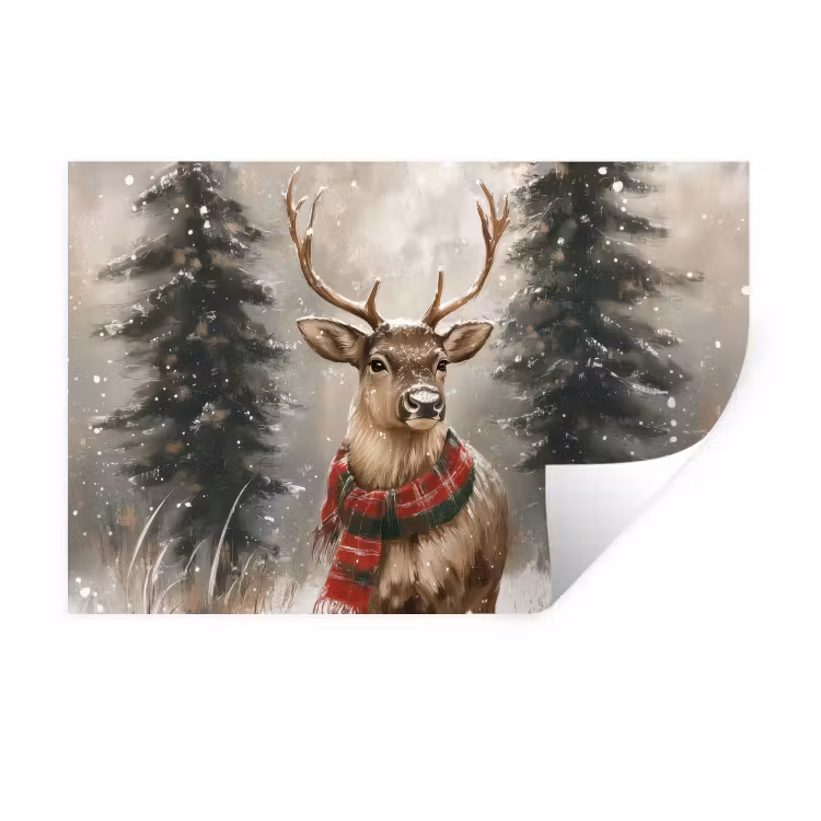Muursticker - Winter - Bos - Rendier - Donker — 1