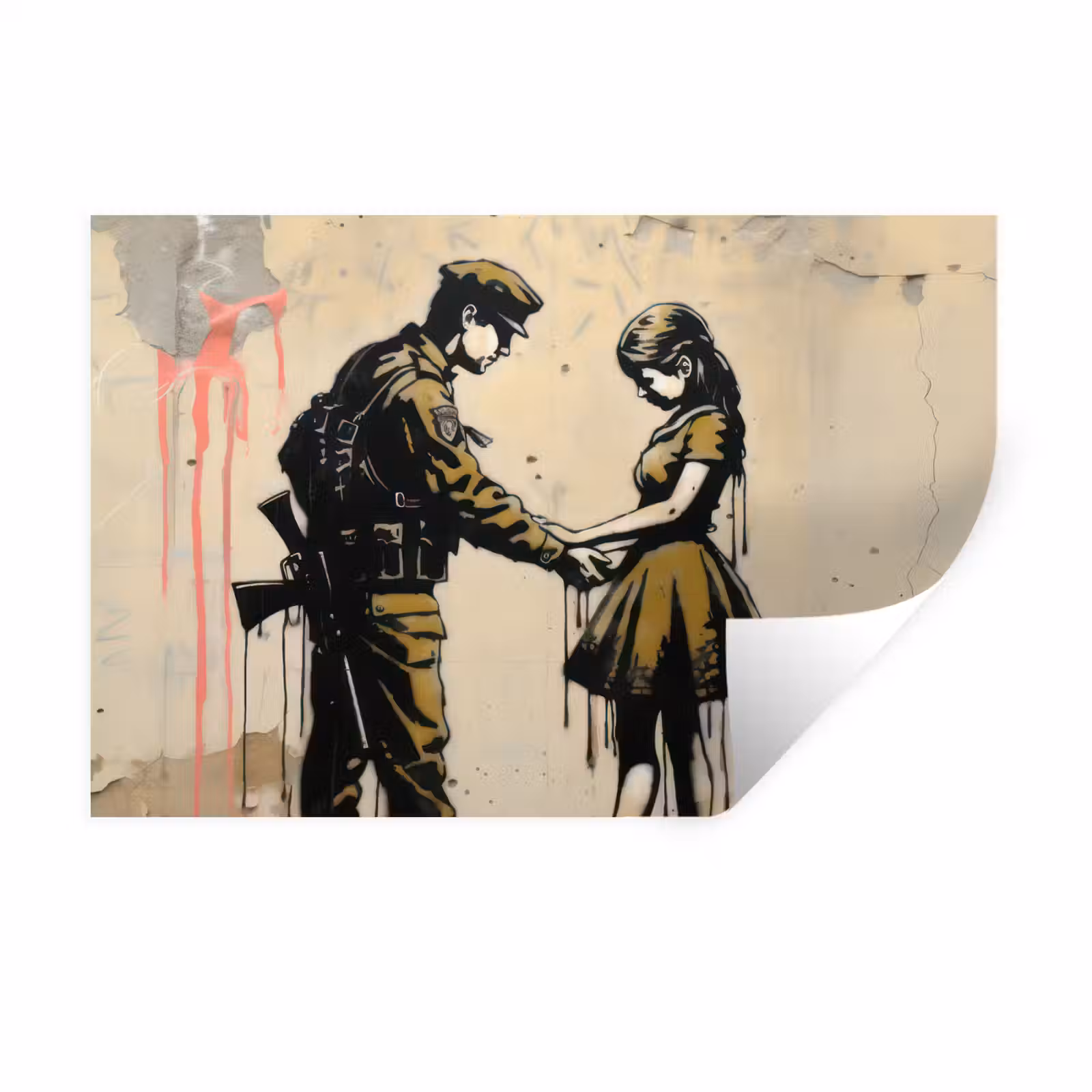Muursticker - Soldaat - Meisje - Bruin - Graffiti — 1
