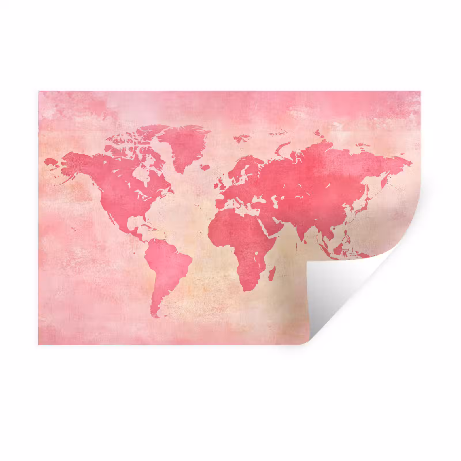 Muursticker - Wereldkaart - Roze - Vaag — 1