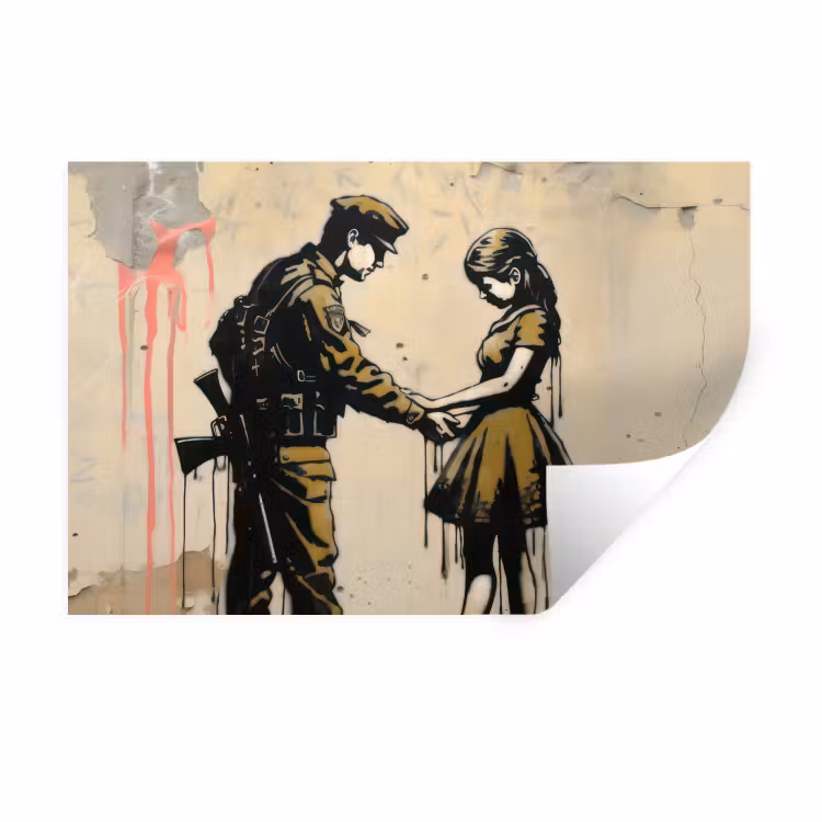 Muursticker - Soldaat - Meisje - Bruin - Graffiti — 1