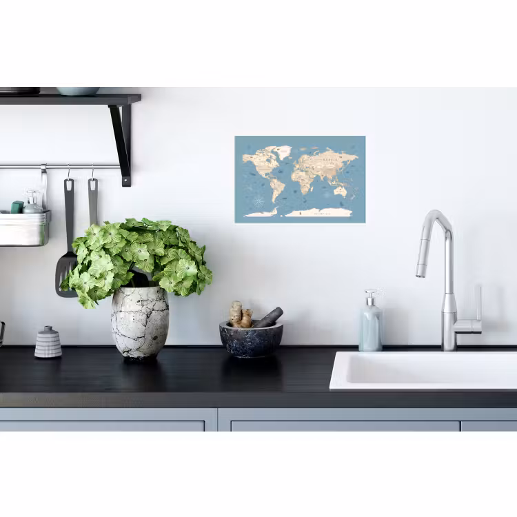 Muursticker - Wereldkaart - Oceaan - Realistisch - Blauw — 2