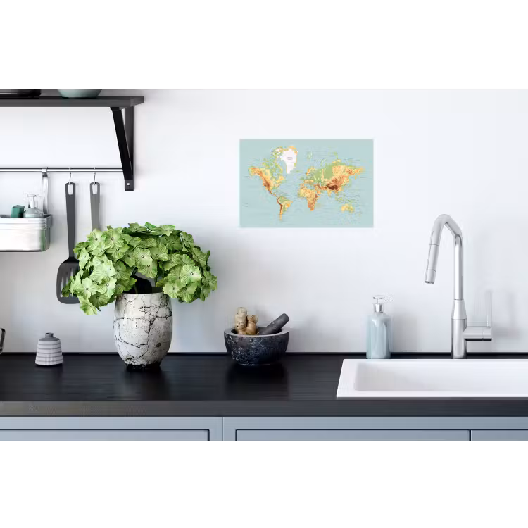 Muursticker - Wereldkaart - Realistisch - Blauw — 2