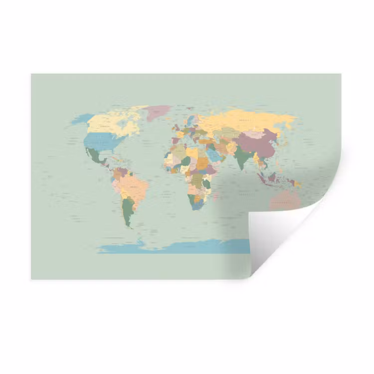 Muursticker - Wereldkaart - Realistisch - Kaart — 1