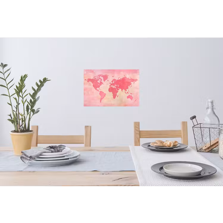 Muursticker - Wereldkaart - Roze - Vaag — 3