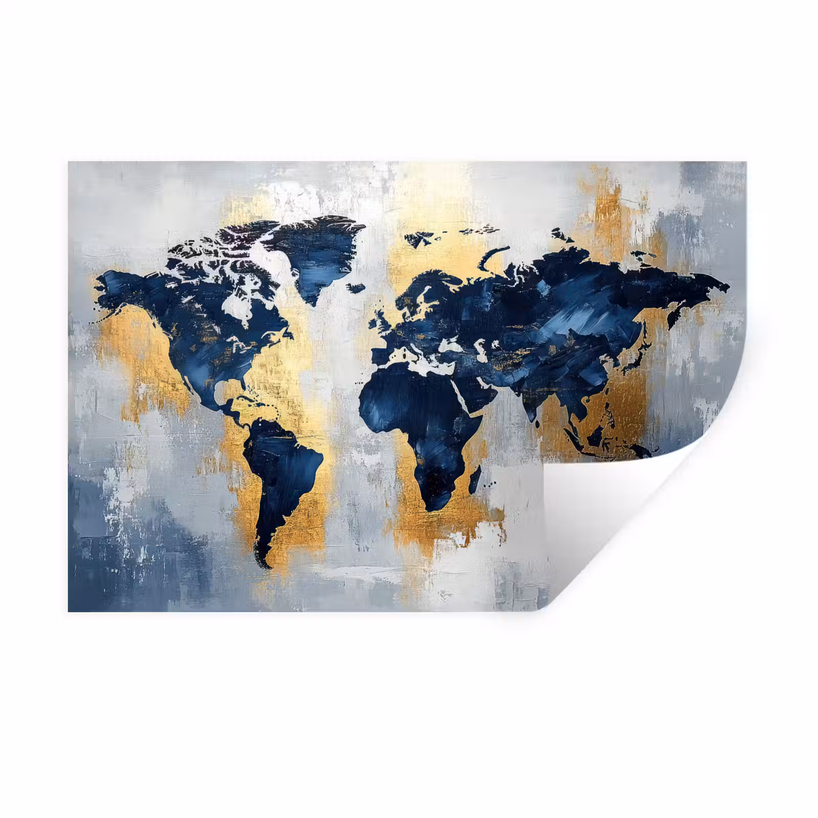 Muursticker - Wereldkaart - Blauw - Abstract — 1
