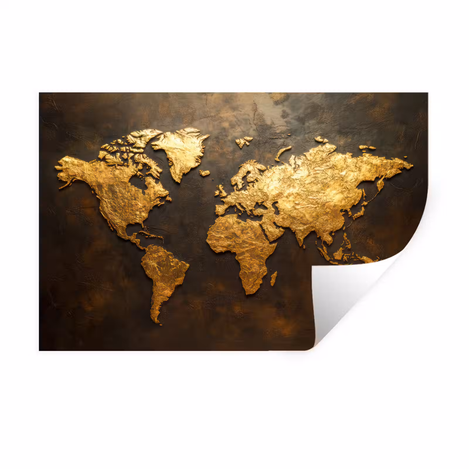 Muursticker - Wereldkaart - Goud - Roest — 1