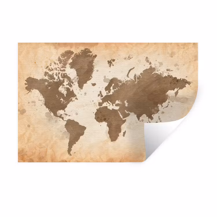 Muursticker - Wereldkaart - Beige - Bruin — 1