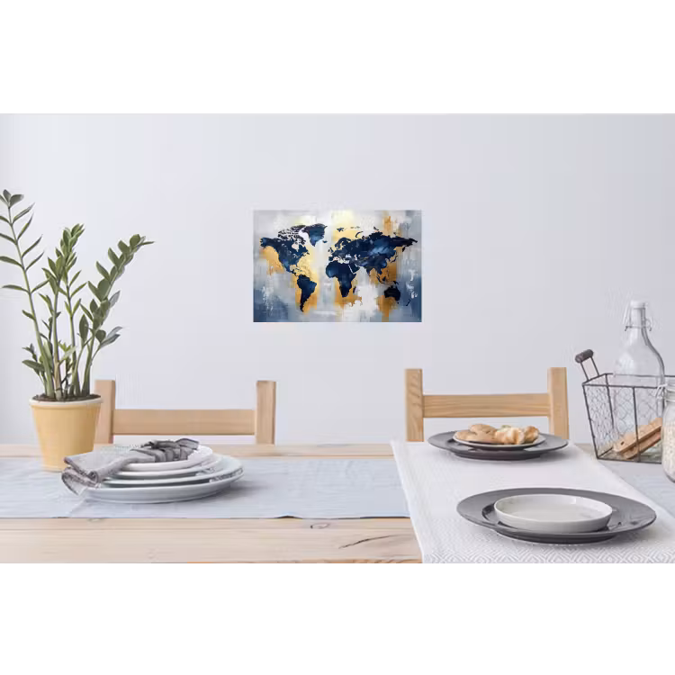 Muursticker - Wereldkaart - Blauw - Abstract — 3