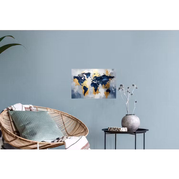 Muursticker - Wereldkaart - Blauw - Abstract — 4