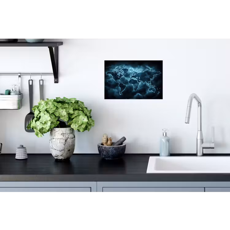 Muursticker - Wereldkaart - Bliksem - Blauw — 2