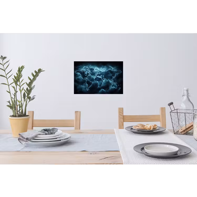 Muursticker - Wereldkaart - Bliksem - Blauw — 3