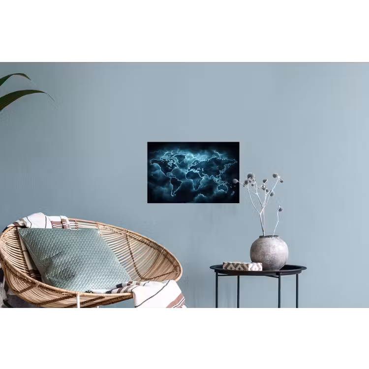 Muursticker - Wereldkaart - Bliksem - Blauw — 4