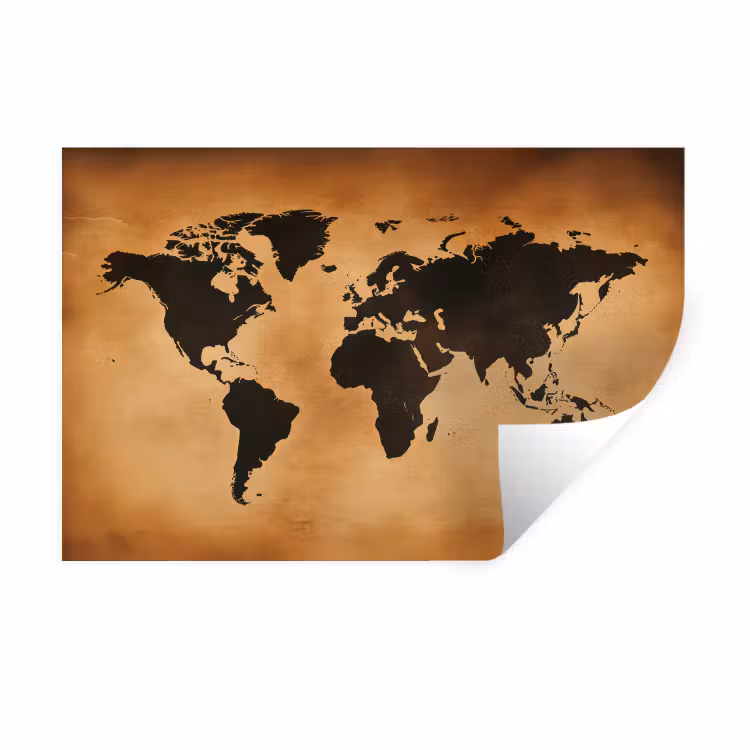 Muursticker - Wereldkaart - Bruin - Kaart — 1