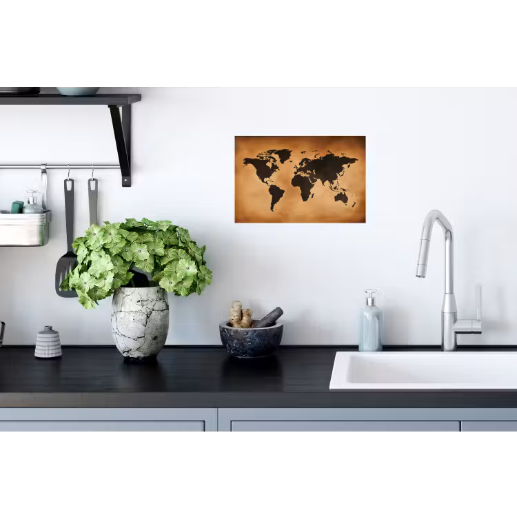 Muursticker - Wereldkaart - Bruin - Kaart — 2