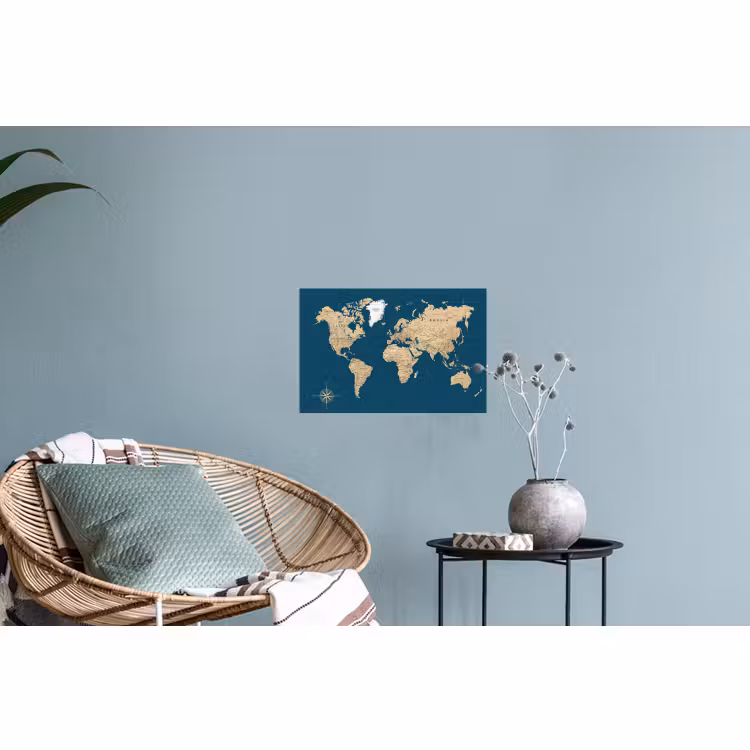 Muursticker - Wereldkaart - Donkerblauw - Beige — 4