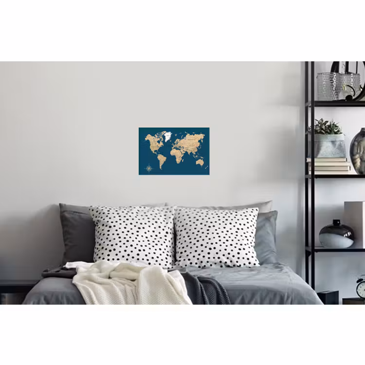 Muursticker - Wereldkaart - Donkerblauw - Beige — 5