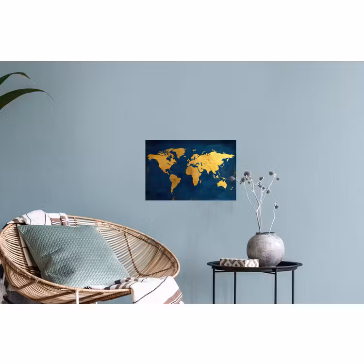 Muursticker - Wereldkaart - Goud - Donkerblauw — 4