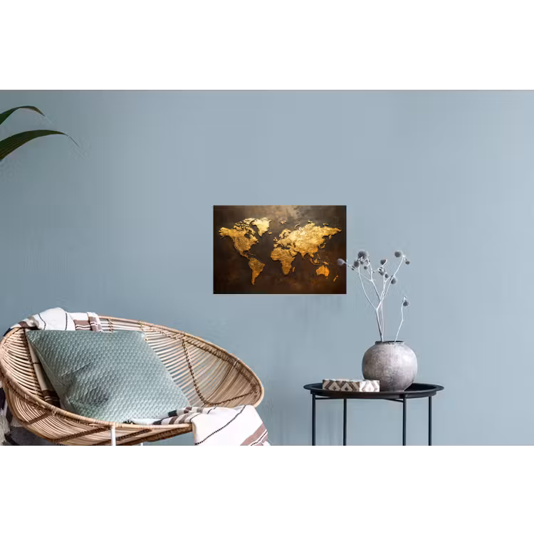 Muursticker - Wereldkaart - Goud - Roest — 4