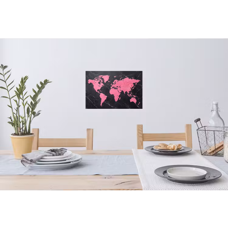 Muursticker - Wereldkaart - Roze - Marmer — 3