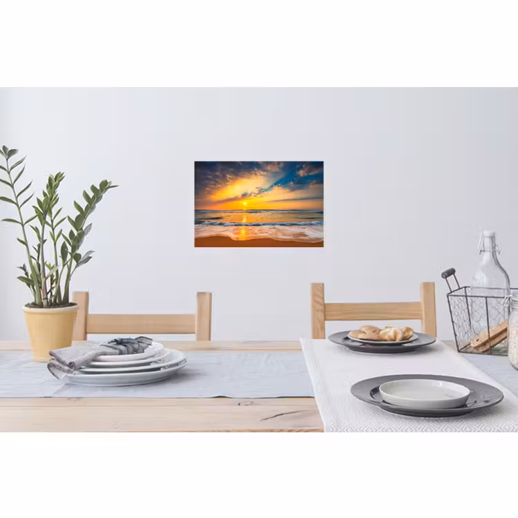 Muursticker - Zonsondergang - Strand - Zee - Wolken - Oranje — 3