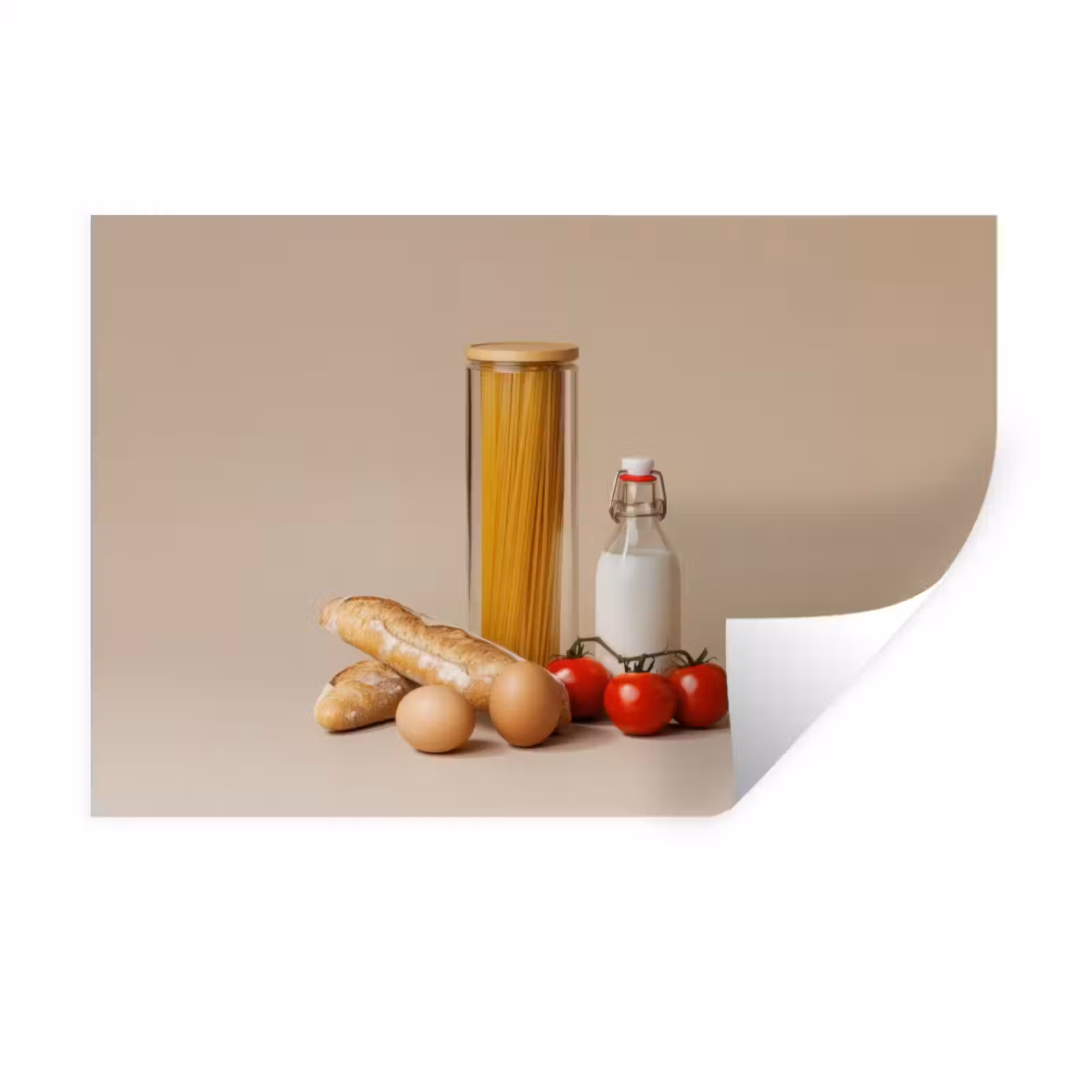 Muursticker - Spaghetti - Melk - Tomaten - Eieren - Brood — 1