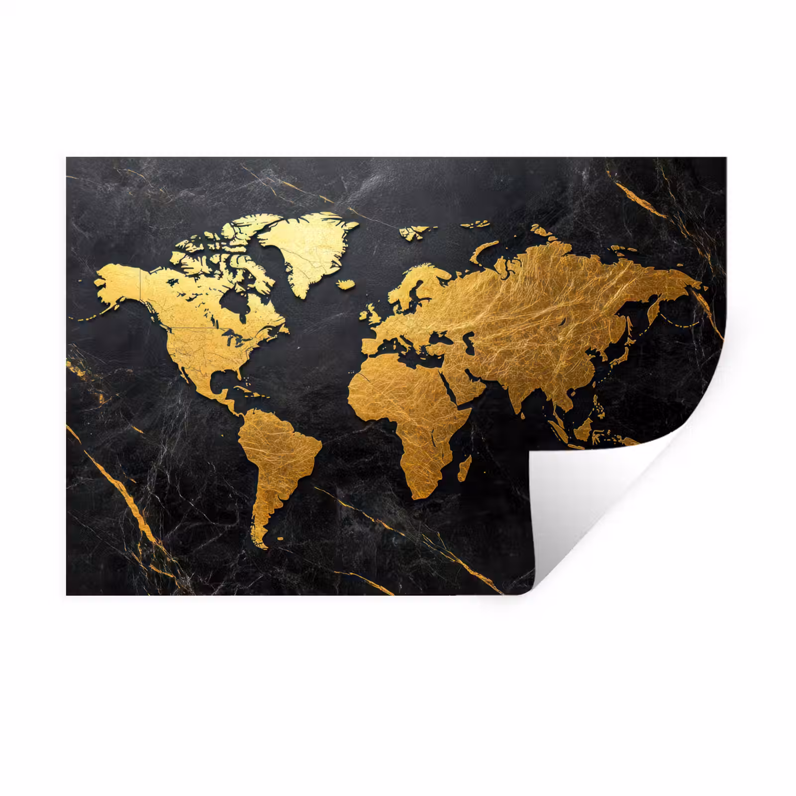 Muursticker - Wereldkaart - Goud - Marmer — 1