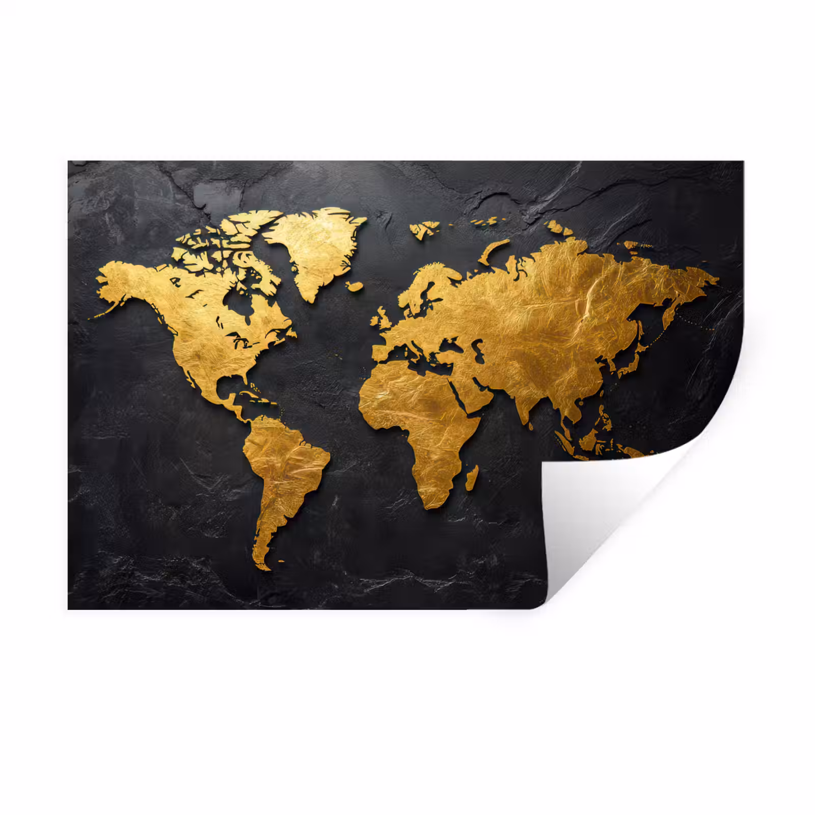Muursticker - Wereldkaart - Goud - Steen — 1