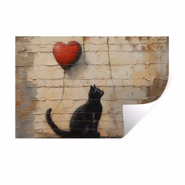 Muursticker - Street art - Kat - Ballon - Graffiti - Banksy — 1