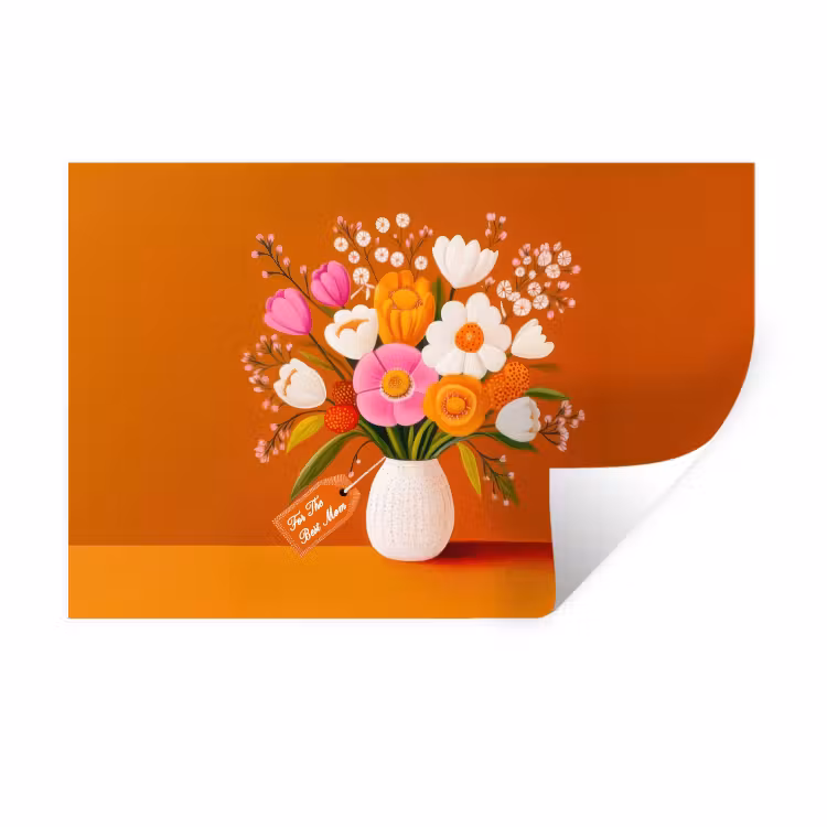 Muursticker - Vaas - Bloemen - Oranje — 1