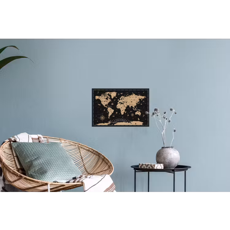 Muursticker - Wereldkaart - Beige - Zwart — 4