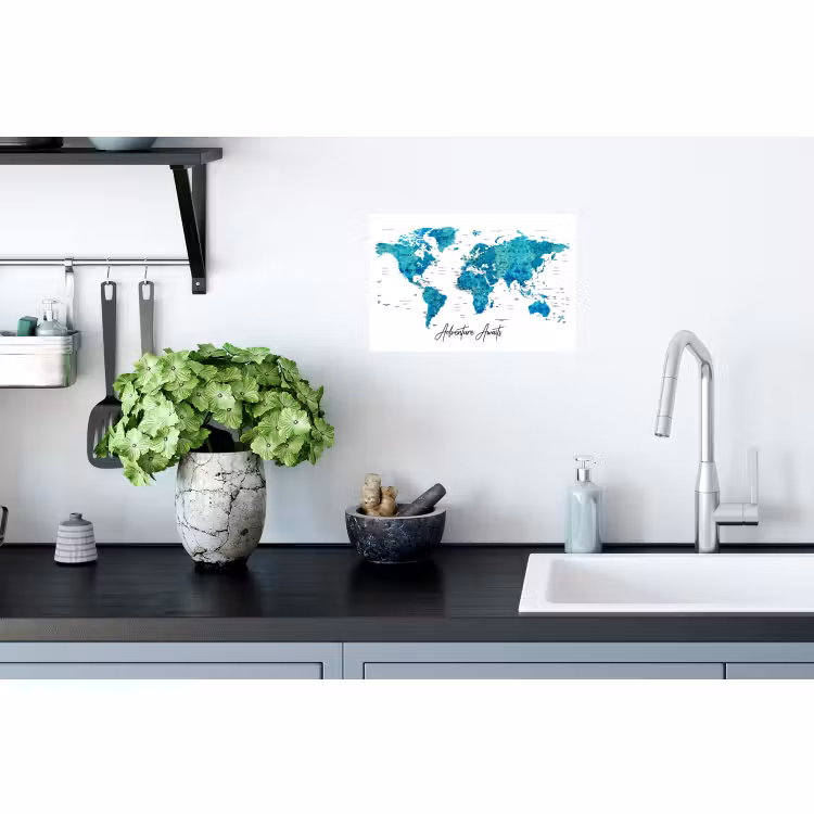 Muursticker - Wereldkaart - Blauw - Kleurrijk — 2