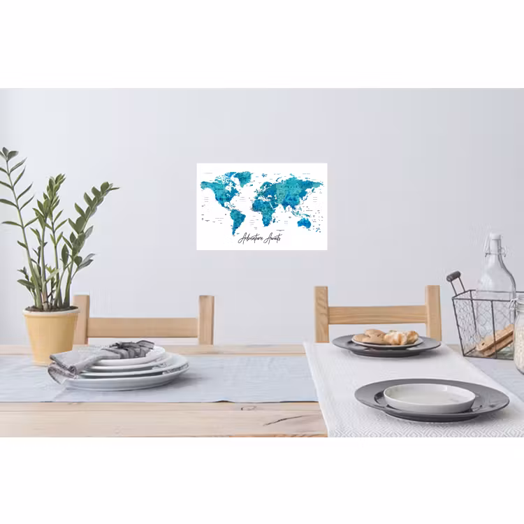Muursticker - Wereldkaart - Blauw - Kleurrijk — 3