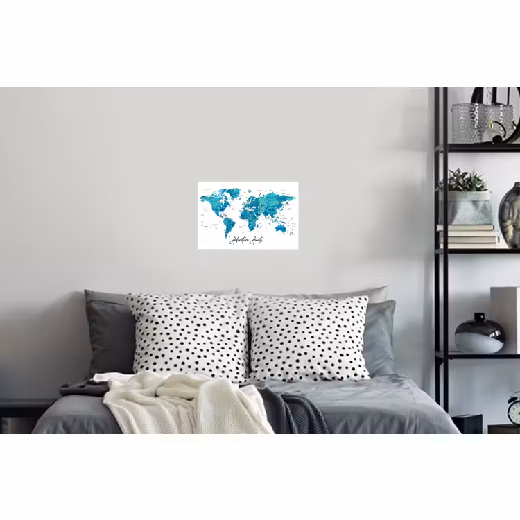Muursticker - Wereldkaart - Blauw - Kleurrijk — 5