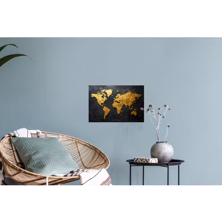 Muursticker - Wereldkaart - Goud - Steen — 4