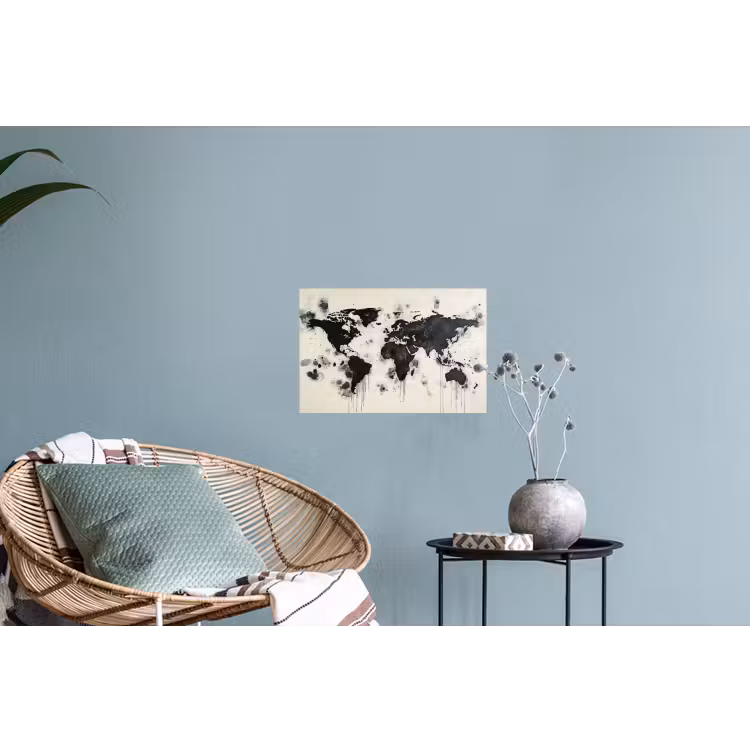 Muursticker - Wereldkaart - Zwart - Inkt — 4