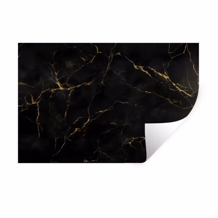Muursticker - Zwart marmer - Gouden aders - Klassiek — 1