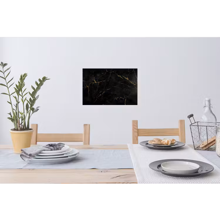 Muursticker - Zwart marmer - Gouden aders - Klassiek — 3