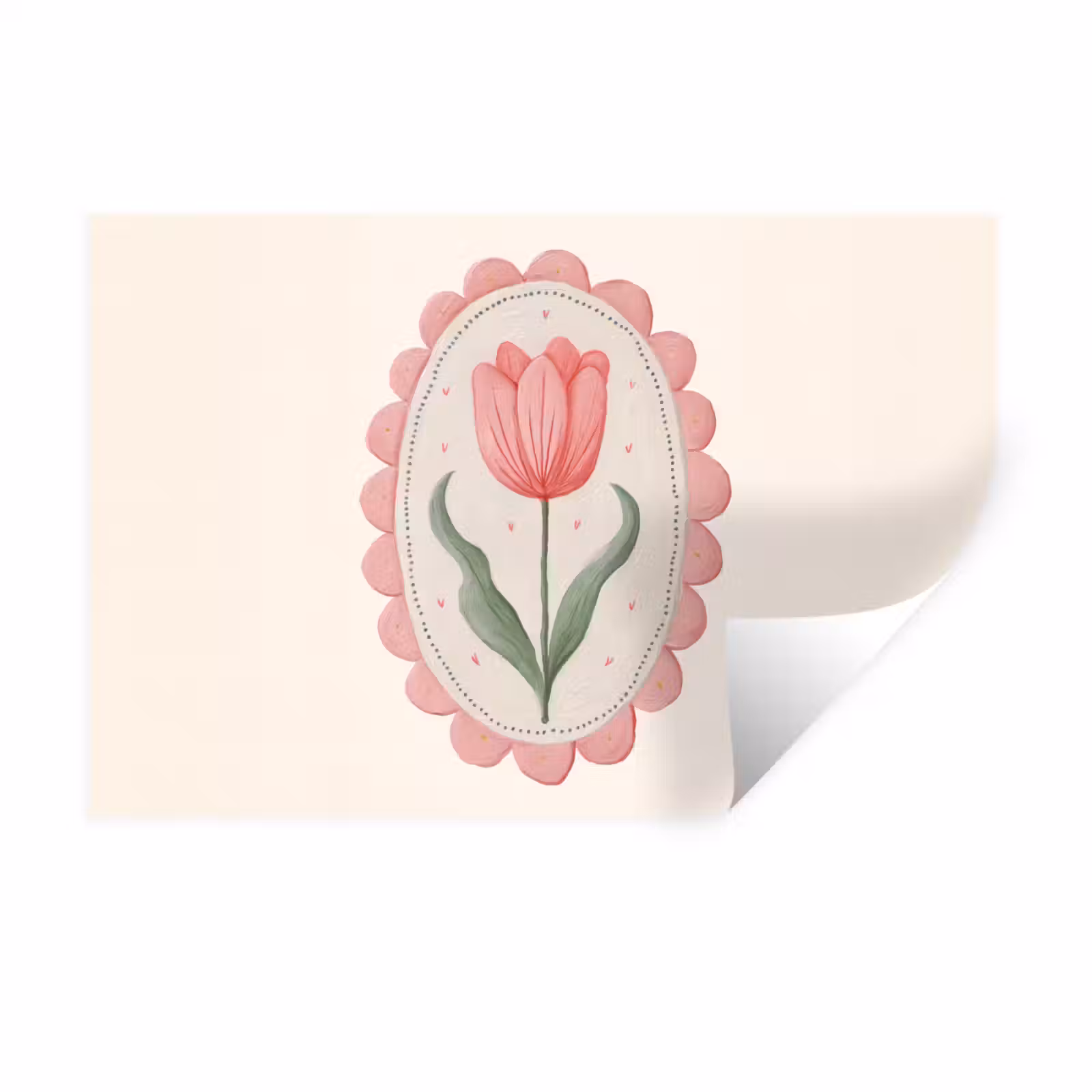 Muursticker - Tulp - Lijst - Ovaal - Illustratie — 1