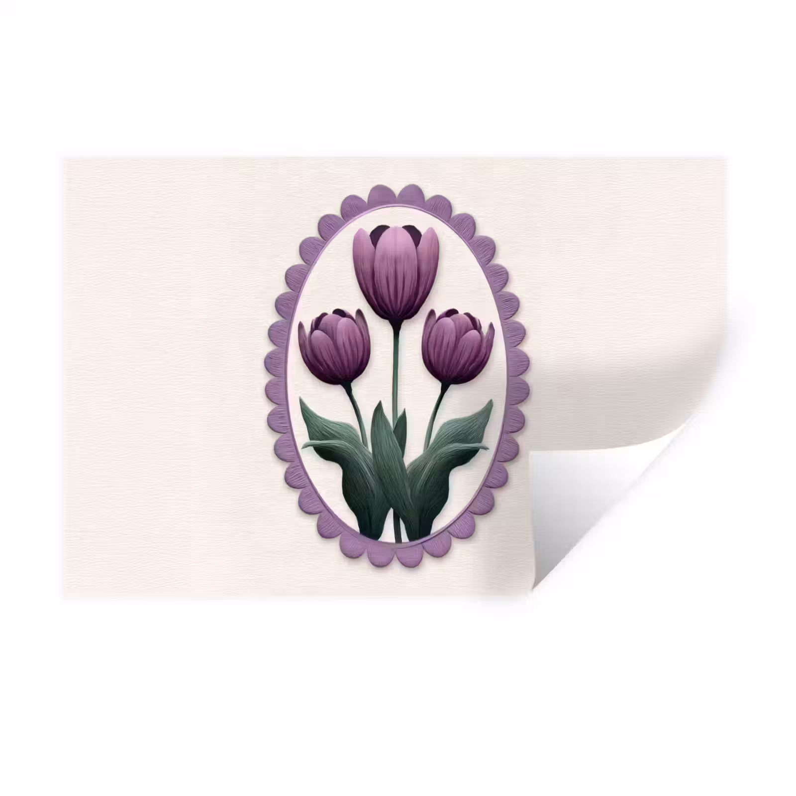 Muursticker - Tulpen - Paars - Lijst - Bladeren — 1