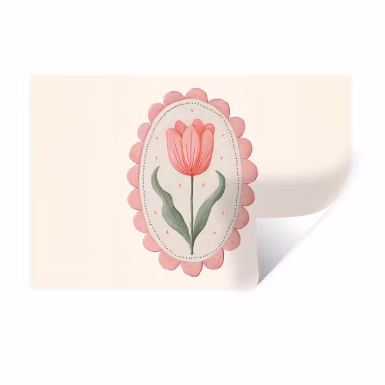 Muursticker - Tulp - Lijst - Ovaal - Illustratie — 1